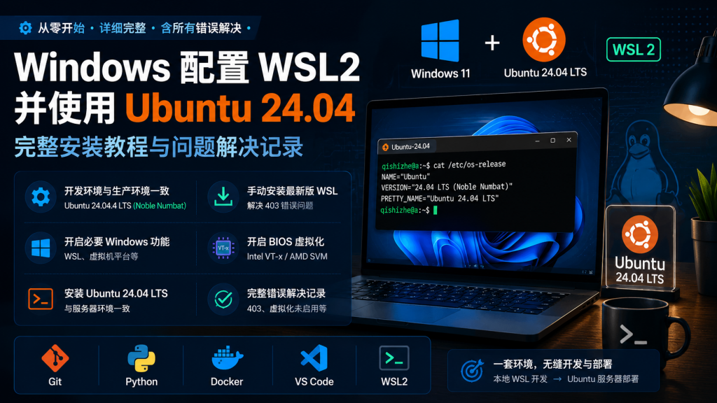 Windows 配置 WSL2 + Ubuntu 24.04 完整过程记录